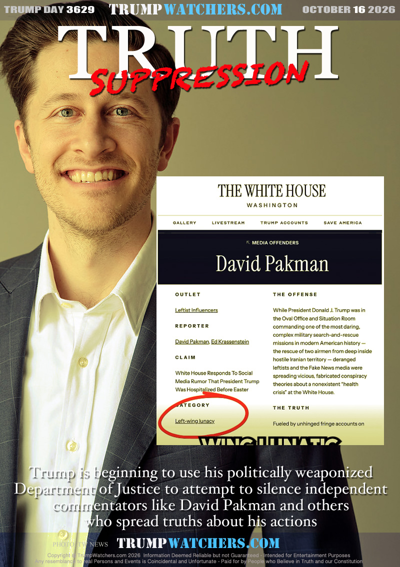 Trump is beginning to use his politically weaponized
Department of Justice to attempt to silence independent
commentators like David Pakman and others
who spread truths about his actions
